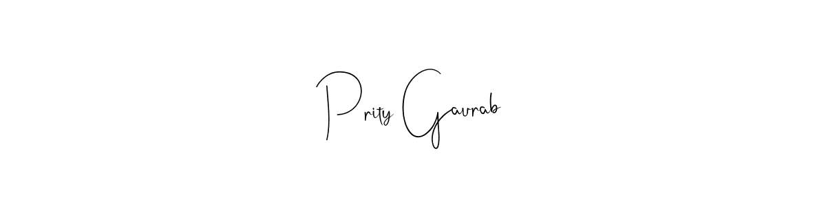 How to make Prity Gaurab name signature. Use Andilay-7BmLP style for creating short signs online. This is the latest handwritten sign. Prity Gaurab signature style 4 images and pictures png
