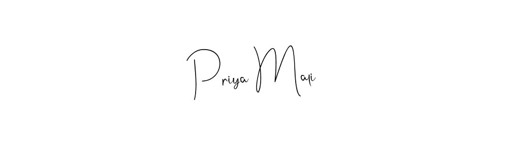 if you are searching for the best signature style for your name Priya Mali. so please give up your signature search. here we have designed multiple signature styles  using Andilay-7BmLP. Priya Mali signature style 4 images and pictures png