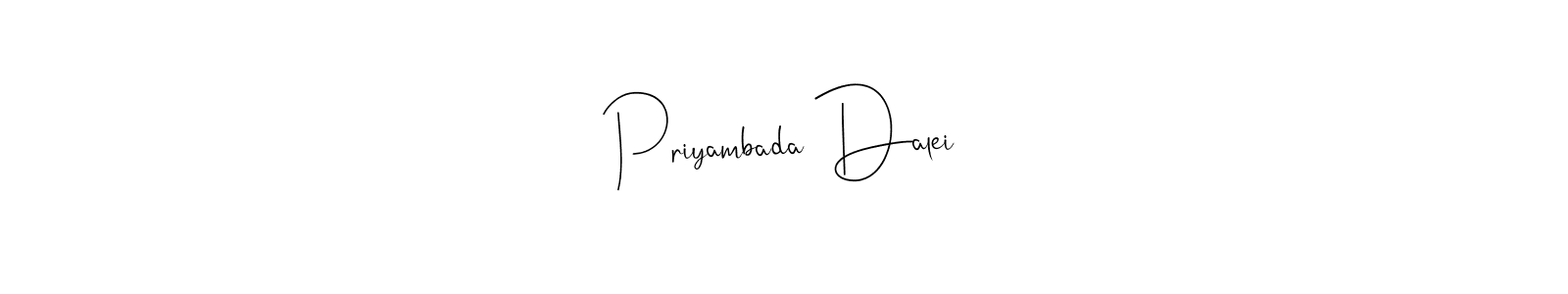 The best way (Andilay-7BmLP) to make a short signature is to pick only two or three words in your name. The name Priyambada Dalei include a total of six letters. For converting this name. Priyambada Dalei signature style 4 images and pictures png