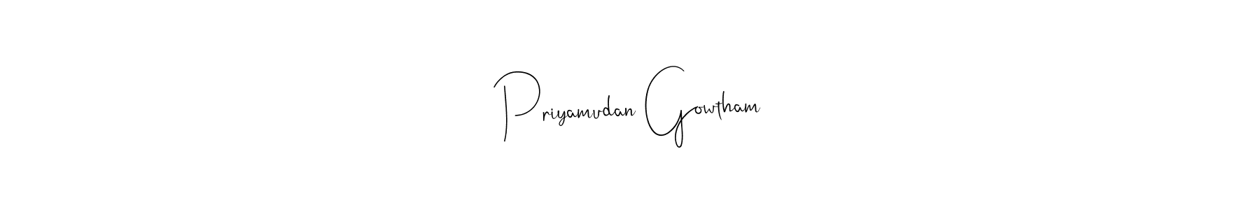Make a beautiful signature design for name Priyamudan Gowtham. With this signature (Andilay-7BmLP) style, you can create a handwritten signature for free. Priyamudan Gowtham signature style 4 images and pictures png