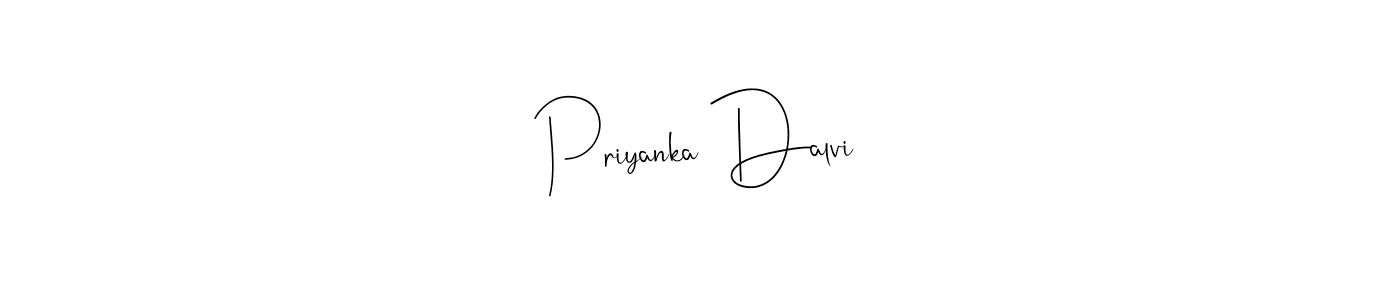 How to make Priyanka Dalvi name signature. Use Andilay-7BmLP style for creating short signs online. This is the latest handwritten sign. Priyanka Dalvi signature style 4 images and pictures png