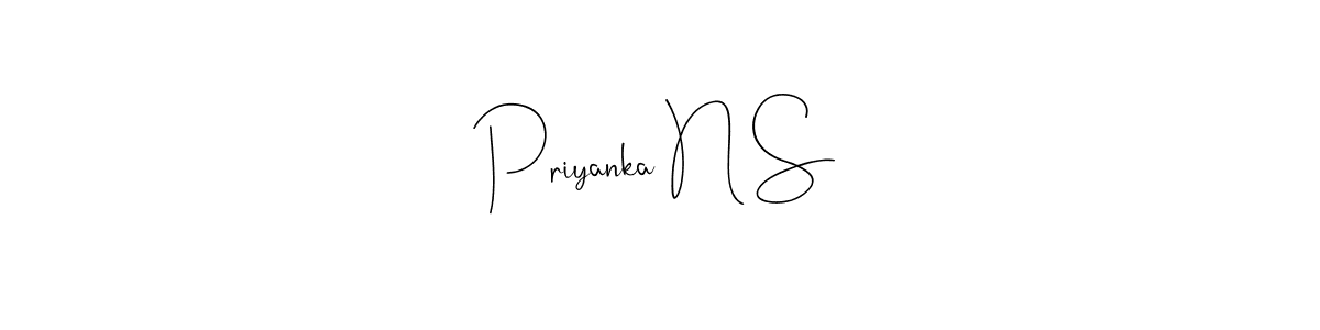 if you are searching for the best signature style for your name Priyanka N S. so please give up your signature search. here we have designed multiple signature styles  using Andilay-7BmLP. Priyanka N S signature style 4 images and pictures png