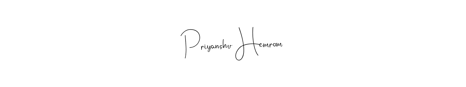 Andilay-7BmLP is a professional signature style that is perfect for those who want to add a touch of class to their signature. It is also a great choice for those who want to make their signature more unique. Get Priyanshu Hemrom name to fancy signature for free. Priyanshu Hemrom signature style 4 images and pictures png