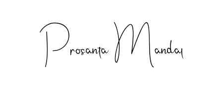 A sleek calligraphic signature for name Prosanta Mandal utilizing Andilay-7BmLP styling. Great for adding personal signatures to photos and art. Prosanta Mandal signature style 4 images and pictures png