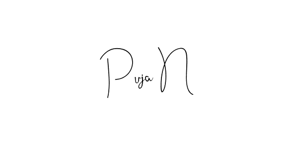 Also You can easily find your signature by using the search form. We will create Puja N name handwritten signature images for you free of cost using Andilay-7BmLP sign style. Puja N signature style 4 images and pictures png