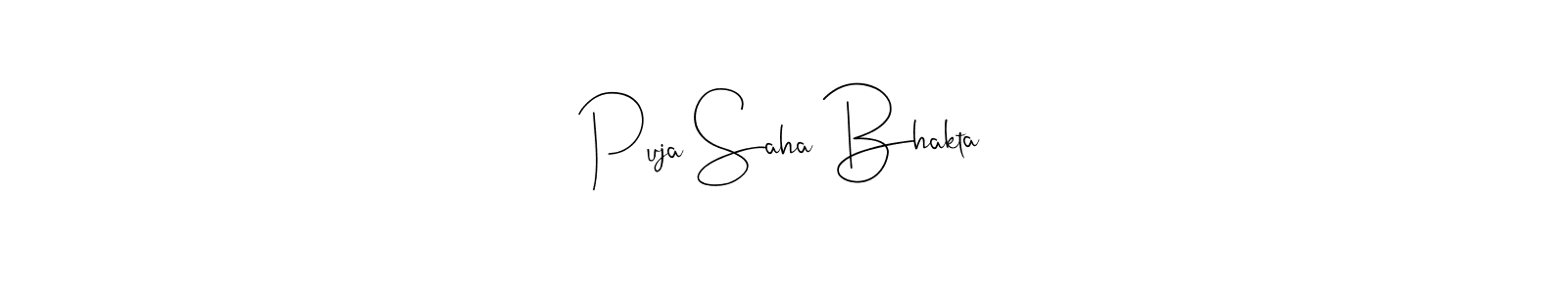 Use a signature maker to create a handwritten signature online. With this signature software, you can design (Andilay-7BmLP) your own signature for name Puja Saha Bhakta. Puja Saha Bhakta signature style 4 images and pictures png