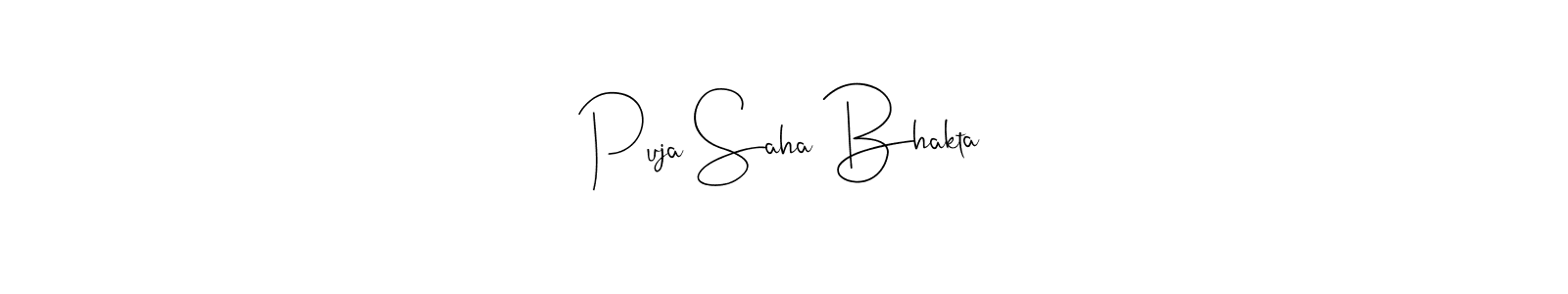 Puja Saha Bhakta stylish signature style. Best Handwritten Sign (Andilay-7BmLP) for my name. Handwritten Signature Collection Ideas for my name Puja Saha Bhakta. Puja Saha Bhakta signature style 4 images and pictures png