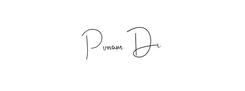 How to make Punam Di name signature. Use Andilay-7BmLP style for creating short signs online. This is the latest handwritten sign. Punam Di signature style 4 images and pictures png