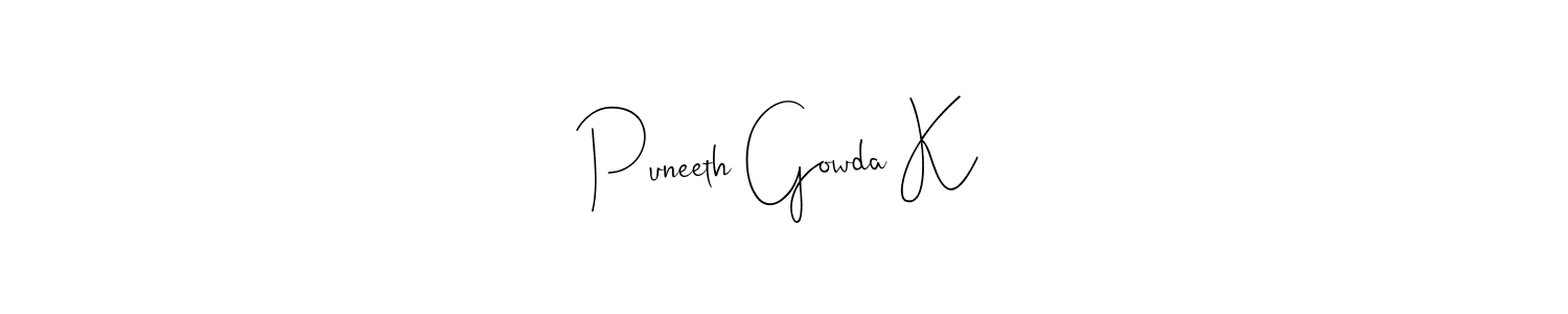 Also we have Puneeth Gowda K name is the best signature style. Create professional handwritten signature collection using Andilay-7BmLP autograph style. Puneeth Gowda K signature style 4 images and pictures png