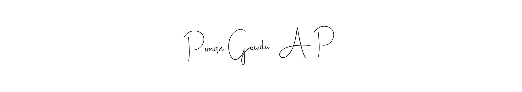 if you are searching for the best signature style for your name Punith Gowda  A P. so please give up your signature search. here we have designed multiple signature styles  using Andilay-7BmLP. Punith Gowda  A P signature style 4 images and pictures png