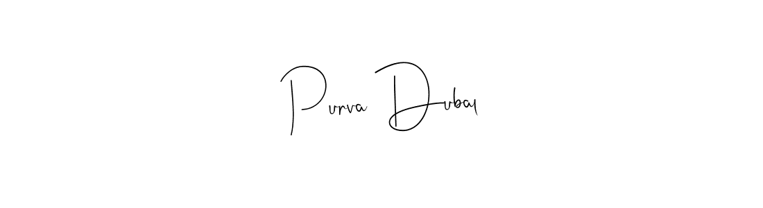 The best way (Andilay-7BmLP) to make a short signature is to pick only two or three words in your name. The name Purva Dubal include a total of six letters. For converting this name. Purva Dubal signature style 4 images and pictures png
