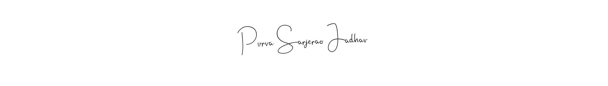 Andilay-7BmLP is a professional signature style that is perfect for those who want to add a touch of class to their signature. It is also a great choice for those who want to make their signature more unique. Get Purva Sarjerao Jadhav name to fancy signature for free. Purva Sarjerao Jadhav signature style 4 images and pictures png