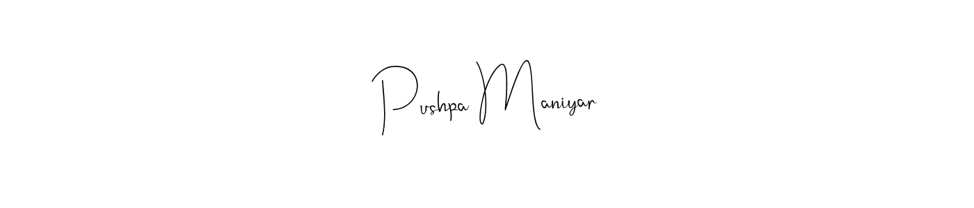 Also You can easily find your signature by using the search form. We will create Pushpa Maniyar name handwritten signature images for you free of cost using Andilay-7BmLP sign style. Pushpa Maniyar signature style 4 images and pictures png