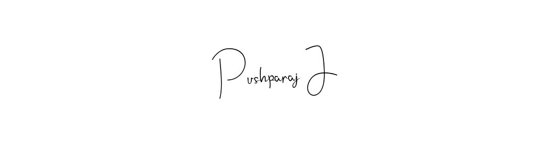 How to make Pushparaj J name signature. Use Andilay-7BmLP style for creating short signs online. This is the latest handwritten sign. Pushparaj J signature style 4 images and pictures png