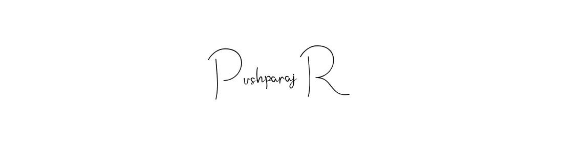 How to make Pushparaj R name signature. Use Andilay-7BmLP style for creating short signs online. This is the latest handwritten sign. Pushparaj R signature style 4 images and pictures png