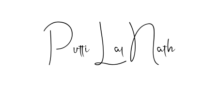 A modern signature idea for name Putti Lal Nath using Andilay-7BmLP font. Clean strokes and elegant curves make it stand out instantly. Putti Lal Nath signature style 4 images and pictures png