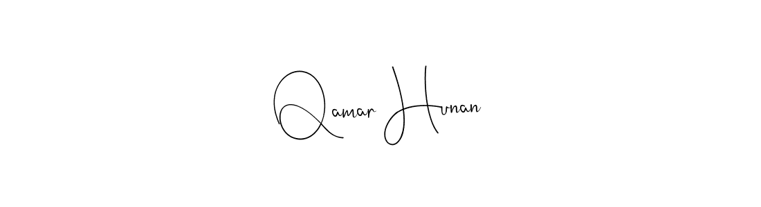 How to make Qamar Hunan name signature. Use Andilay-7BmLP style for creating short signs online. This is the latest handwritten sign. Qamar Hunan signature style 4 images and pictures png