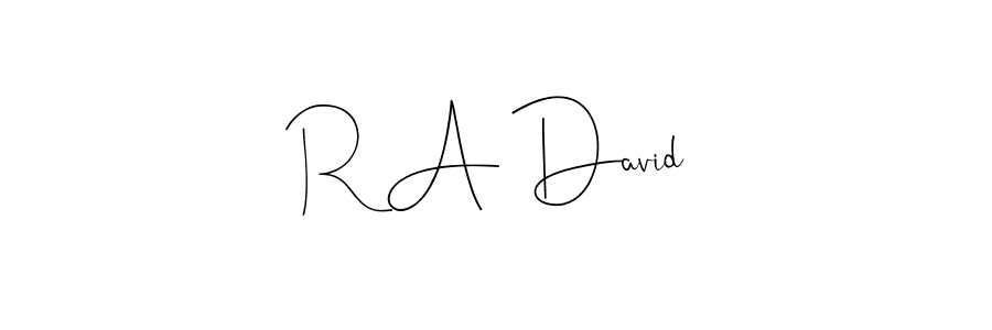 Also we have R A David name is the best signature style. Create professional handwritten signature collection using Andilay-7BmLP autograph style. R A David signature style 4 images and pictures png