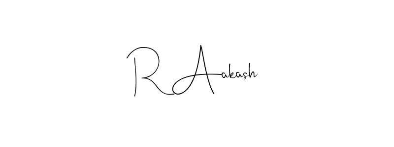 Also we have R Aakash name is the best signature style. Create professional handwritten signature collection using Andilay-7BmLP autograph style. R Aakash signature style 4 images and pictures png