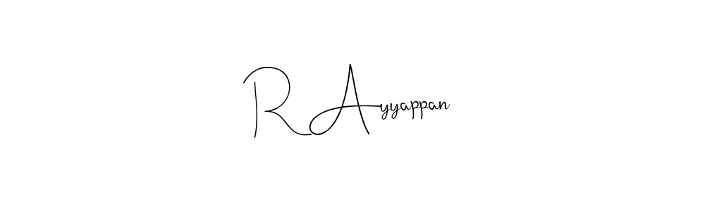 Use a signature maker to create a handwritten signature online. With this signature software, you can design (Andilay-7BmLP) your own signature for name R Ayyappan. R Ayyappan signature style 4 images and pictures png