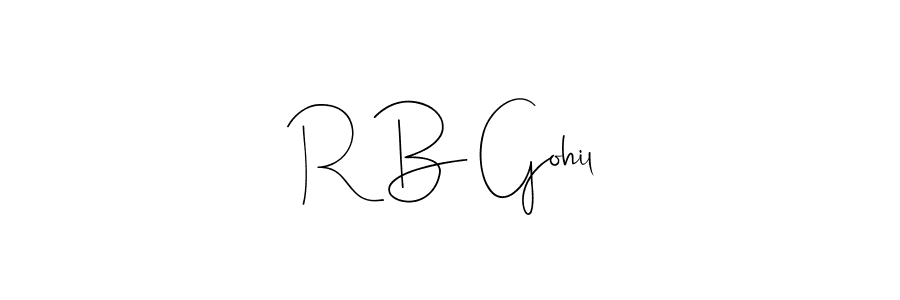 This is the best signature style for the R B Gohil name. Also you like these signature font (Andilay-7BmLP). Mix name signature. R B Gohil signature style 4 images and pictures png