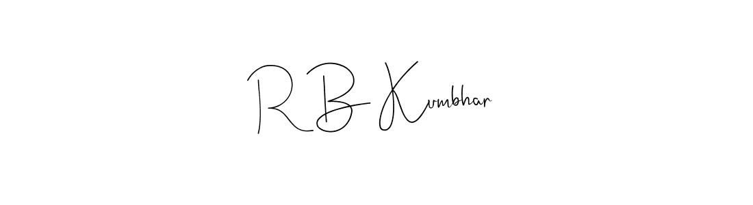 You should practise on your own different ways (Andilay-7BmLP) to write your name (R B Kumbhar) in signature. don't let someone else do it for you. R B Kumbhar signature style 4 images and pictures png