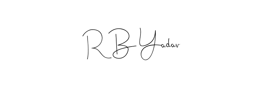 if you are searching for the best signature style for your name R B Yadav. so please give up your signature search. here we have designed multiple signature styles  using Andilay-7BmLP. R B Yadav signature style 4 images and pictures png