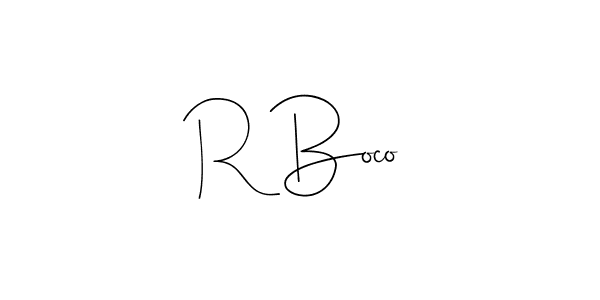 Also we have R Boco name is the best signature style. Create professional handwritten signature collection using Andilay-7BmLP autograph style. R Boco signature style 4 images and pictures png
