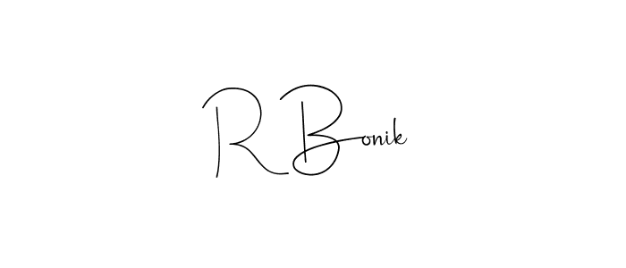 Use a signature maker to create a handwritten signature online. With this signature software, you can design (Andilay-7BmLP) your own signature for name R Bonik. R Bonik signature style 4 images and pictures png