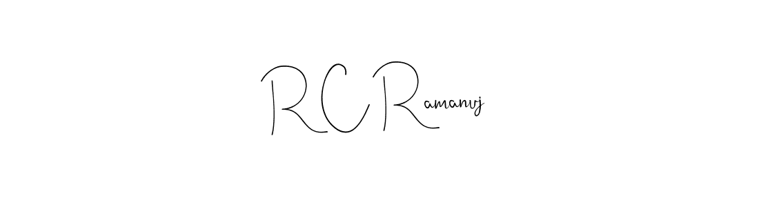 How to make R C Ramanuj name signature. Use Andilay-7BmLP style for creating short signs online. This is the latest handwritten sign. R C Ramanuj signature style 4 images and pictures png