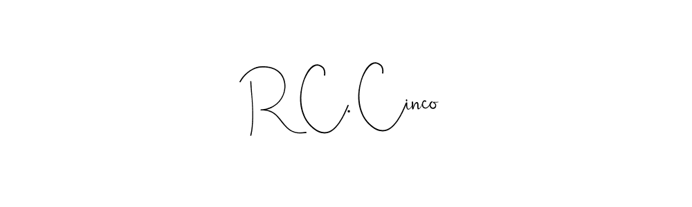 if you are searching for the best signature style for your name R C. Cinco. so please give up your signature search. here we have designed multiple signature styles  using Andilay-7BmLP. R C. Cinco signature style 4 images and pictures png