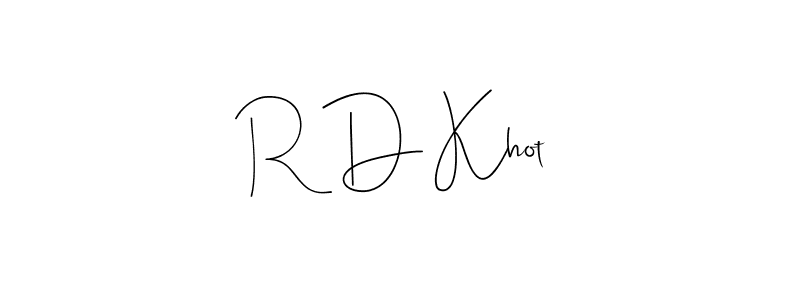 The best way (Andilay-7BmLP) to make a short signature is to pick only two or three words in your name. The name R D Khot include a total of six letters. For converting this name. R D Khot signature style 4 images and pictures png