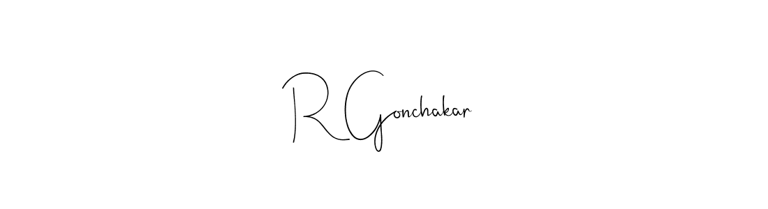 How to make R Gonchakar signature? Andilay-7BmLP is a professional autograph style. Create handwritten signature for R Gonchakar name. R Gonchakar signature style 4 images and pictures png