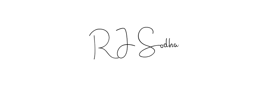 The best way (Andilay-7BmLP) to make a short signature is to pick only two or three words in your name. The name R J Sodha include a total of six letters. For converting this name. R J Sodha signature style 4 images and pictures png