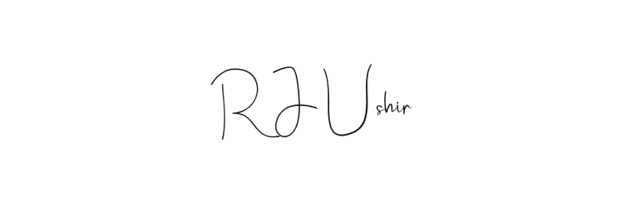 Use a signature maker to create a handwritten signature online. With this signature software, you can design (Andilay-7BmLP) your own signature for name R J Ushir. R J Ushir signature style 4 images and pictures png