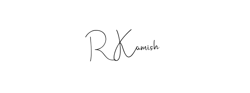 How to make R Kamish name signature. Use Andilay-7BmLP style for creating short signs online. This is the latest handwritten sign. R Kamish signature style 4 images and pictures png