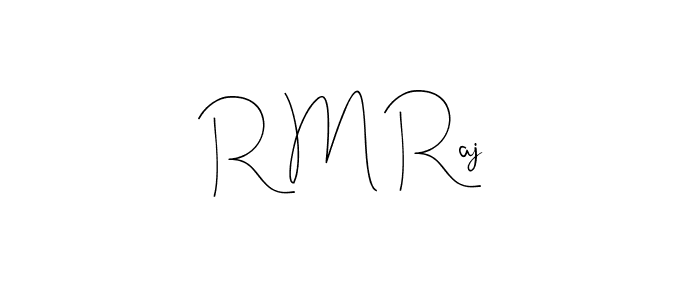 if you are searching for the best signature style for your name R M Raj. so please give up your signature search. here we have designed multiple signature styles  using Andilay-7BmLP. R M Raj signature style 4 images and pictures png