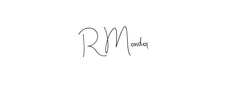 Design your own signature with our free online signature maker. With this signature software, you can create a handwritten (Andilay-7BmLP) signature for name R Mondol. R Mondol signature style 4 images and pictures png