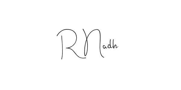 The best way (Andilay-7BmLP) to make a short signature is to pick only two or three words in your name. The name R Nadh include a total of six letters. For converting this name. R Nadh signature style 4 images and pictures png