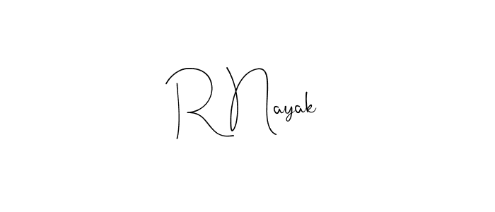 Design your own signature with our free online signature maker. With this signature software, you can create a handwritten (Andilay-7BmLP) signature for name R Nayak. R Nayak signature style 4 images and pictures png