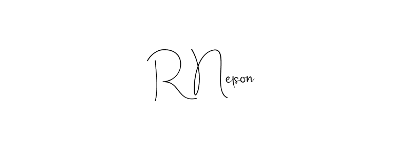 How to make R Nelson name signature. Use Andilay-7BmLP style for creating short signs online. This is the latest handwritten sign. R Nelson signature style 4 images and pictures png