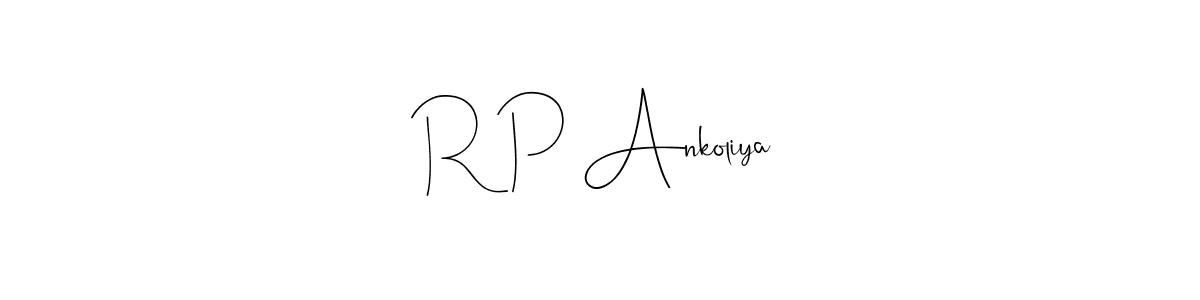 How to make R P Ankoliya name signature. Use Andilay-7BmLP style for creating short signs online. This is the latest handwritten sign. R P Ankoliya signature style 4 images and pictures png