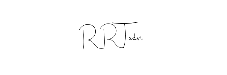 The best way (Andilay-7BmLP) to make a short signature is to pick only two or three words in your name. The name R R Tadvi include a total of six letters. For converting this name. R R Tadvi signature style 4 images and pictures png