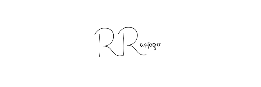 How to make R Rastogo name signature. Use Andilay-7BmLP style for creating short signs online. This is the latest handwritten sign. R Rastogo signature style 4 images and pictures png