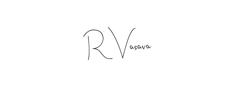How to make R Vasava signature? Andilay-7BmLP is a professional autograph style. Create handwritten signature for R Vasava name. R Vasava signature style 4 images and pictures png