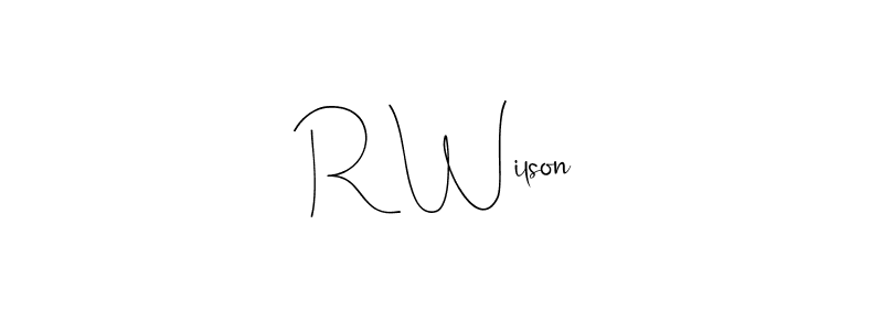 if you are searching for the best signature style for your name R Wilson. so please give up your signature search. here we have designed multiple signature styles  using Andilay-7BmLP. R Wilson signature style 4 images and pictures png