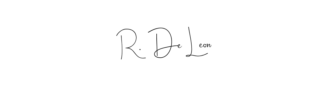 How to make R.  De Leon name signature. Use Andilay-7BmLP style for creating short signs online. This is the latest handwritten sign. R.  De Leon signature style 4 images and pictures png