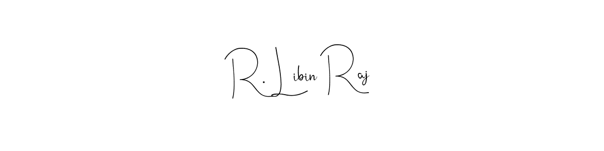 if you are searching for the best signature style for your name R. Libin Raj. so please give up your signature search. here we have designed multiple signature styles  using Andilay-7BmLP. R. Libin Raj signature style 4 images and pictures png