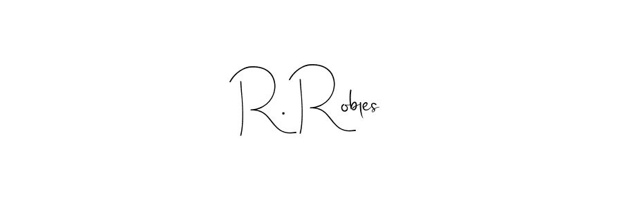 Use a signature maker to create a handwritten signature online. With this signature software, you can design (Andilay-7BmLP) your own signature for name R. Robles. R. Robles signature style 4 images and pictures png