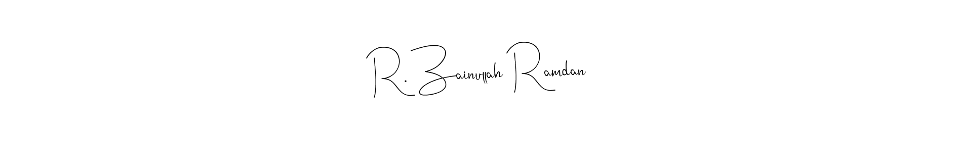 if you are searching for the best signature style for your name R. Zainullah Ramdan. so please give up your signature search. here we have designed multiple signature styles  using Andilay-7BmLP. R. Zainullah Ramdan signature style 4 images and pictures png